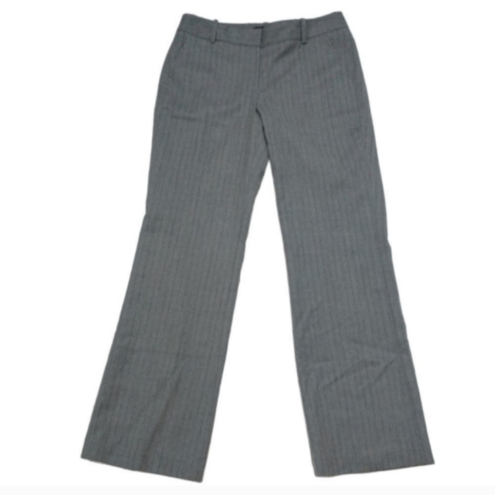 NWT Talbots Signature Wool Trousers Pants gray with brown pinstripes, size 6